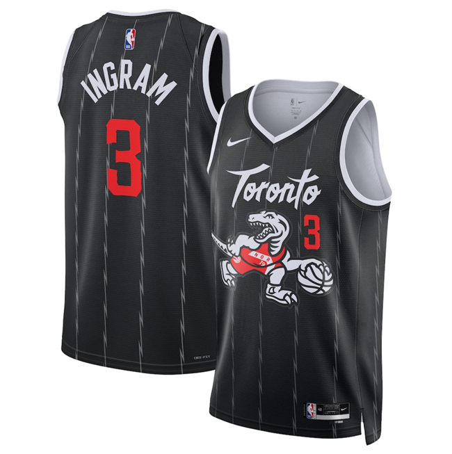 Men's Toronto Raptors #3 Brandon Ingram Black 2025/26 City Edition Stitched Basketball Jersey